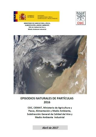 España: Informe sobre episodios naturales de partículas 2016