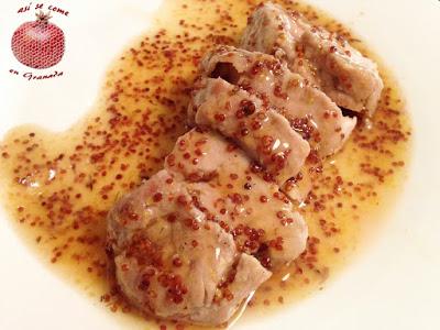 Solomillo con salsa de miel y mostaza