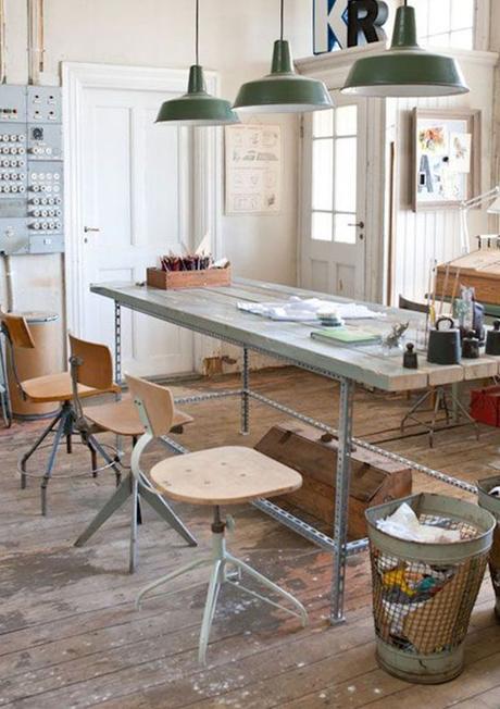 work spaces industrial vintage style