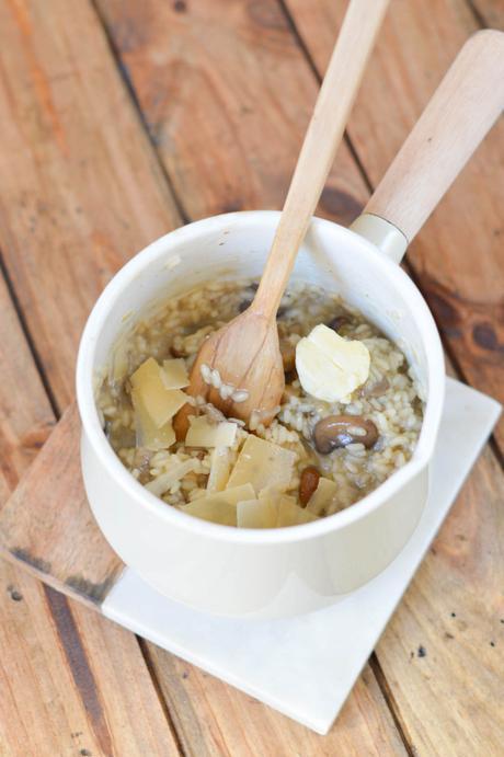 Risotto de setas al PX  con cebolla negra