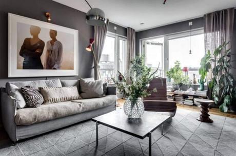 Tonalidades de gris en el salon plantas en el salon para dar volumen