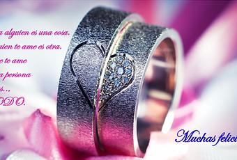 Dedicatorias de boda en postal con anillos de compromiso. - Paperblog