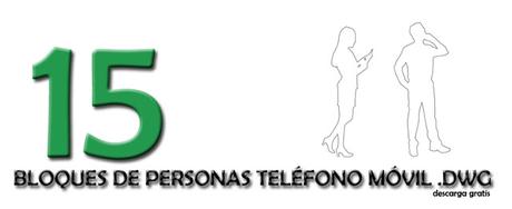 11 bloques para descargar .dwg. Silueta de personas con teléfono móvil