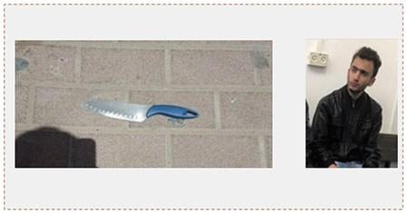 A la derecha: Wissam al Dabas (al Hayat al Hadeeda, 4 de mayo de 2017). A la izquierda: el cuchillo encontrado en su poder (página facebook Shahab,5 de mayo de 2017)