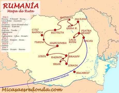 Rumanía mapa ruta