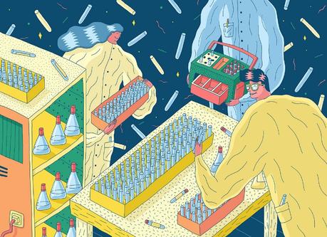 Unas coloridas ilustraciones para dar vida a un laboratorio médico