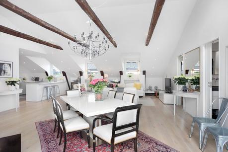 mesa de comedor estilo escandinavo distribución diáfana decoración comedores decoración áticos blog decoración nórdica 