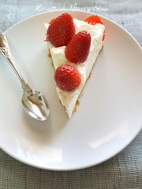 Tarta de queso con fresas