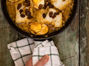 Bacalao pasas, piñones huevo