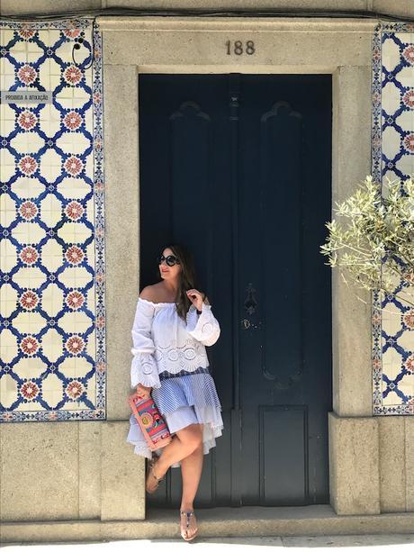 Blue skirt with stripes