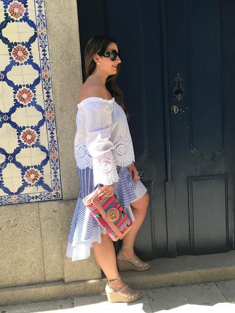 Blue skirt with stripes