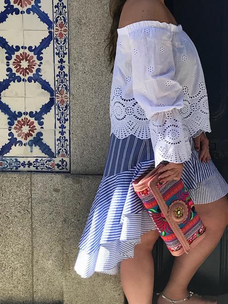 Blue skirt with stripes