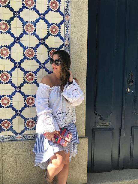 Blue skirt with stripes