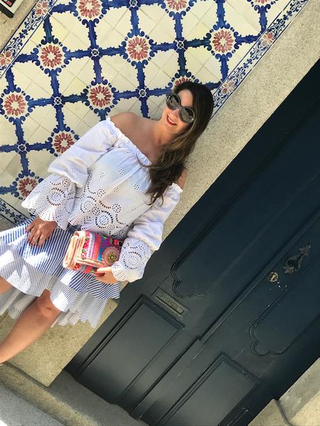 Blue skirt with stripes