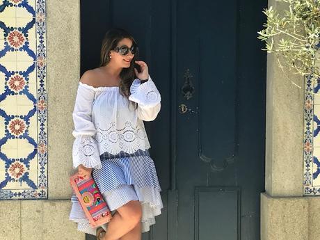 Blue skirt with stripes