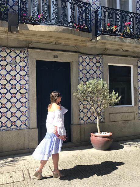 Blue skirt with stripes