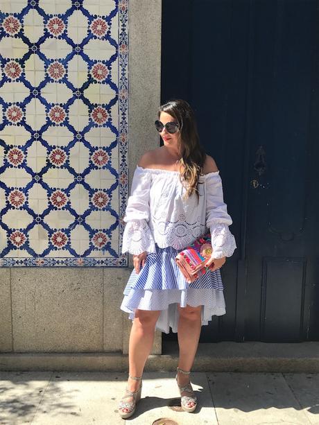 Blue skirt with stripes