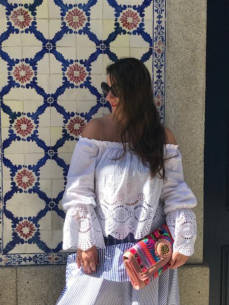 Blue skirt with stripes