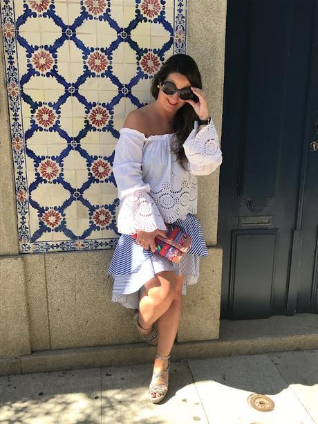 Blue skirt with stripes