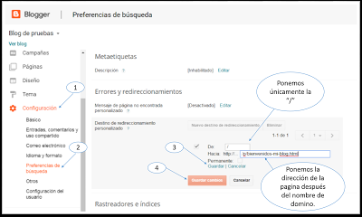 Configurando pagina de inicio en blogger