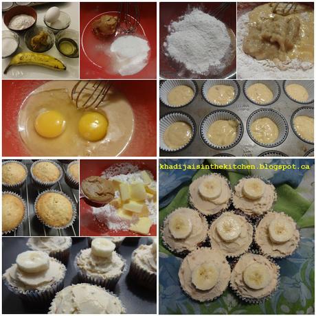 PETITS GÂTEAUX À LA BANANE ET AU BEURRE D’ARACHIDES / BANANA PEANUT BUTTER CUPCAKES / CUPCAKES CON BANANA Y MANTEQUILLA DE MANI / كاب كيك الموز و الفول السوداني