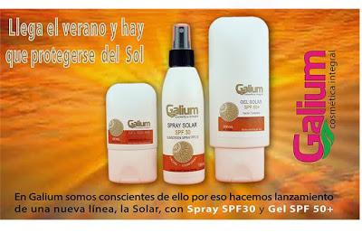 linea solar, spray spf 30, gel spf 50+, galium cosmetica integral, protector solar, 