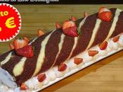 Brazo gitano blanco negro relleno crema fresas