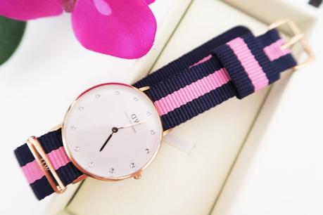 Detalle del reloj Classy 34mm con correa NATO strap Winchester de Daniel Wellington