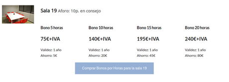 ¡Ahorra aún más con los bonos por horas para salas de reuniones y formación!