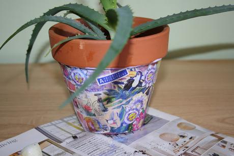 Diy: decorar una maceta con sellos y decoupage