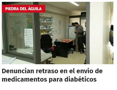 Denuncian retraso en el envió de medicamentos para diabéticos