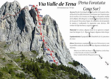 Peña Foratata, via Valle de Tena 250 mt  (V+A0)