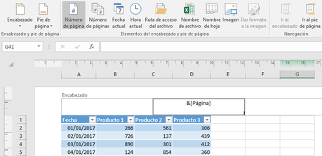 Cómo insertar números de página en Excel