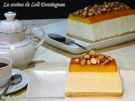 Tocinillo del cielo con mousse de Ricotta y bizcocho de almendra