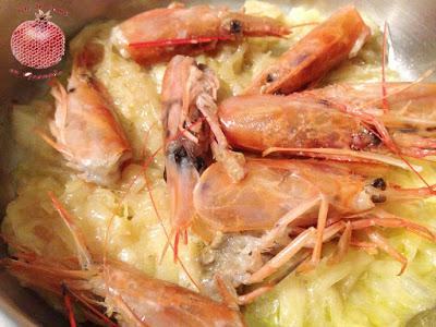 Lasaña de merluza y gambones