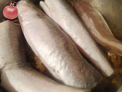 Lasaña de merluza y gambones