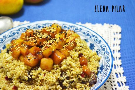 Ensalada de quinoa con manzana caramelizada y frutas secas