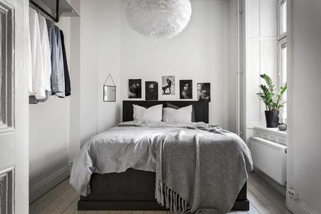 ideas para decorar dormitorios pequeños, cama BRUSALI de Ikea