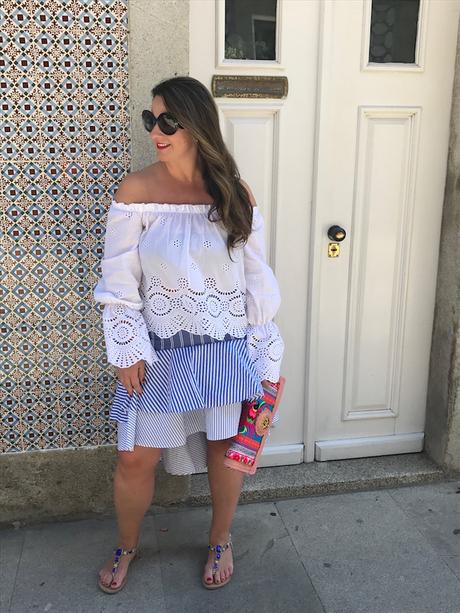 Stripes asymmetric skirt