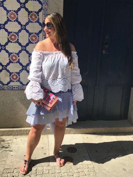 Stripes asymmetric skirt