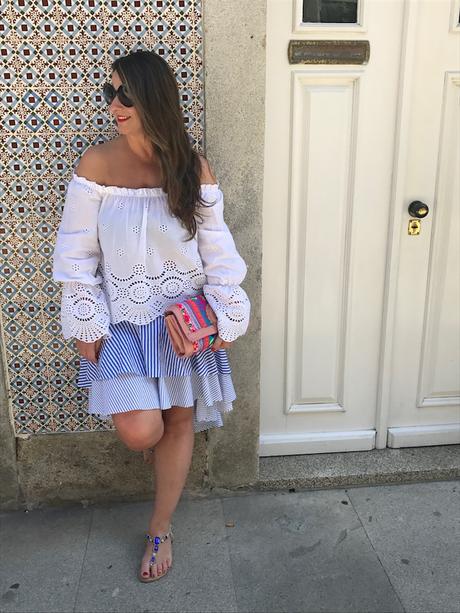 Stripes asymmetric skirt