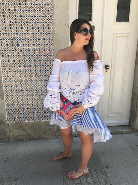 Stripes asymmetric skirt