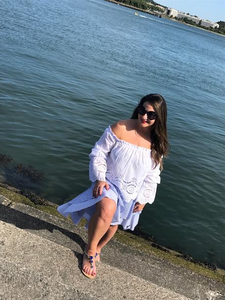 Stripes asymmetric skirt