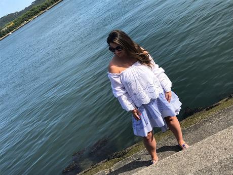 Stripes asymmetric skirt