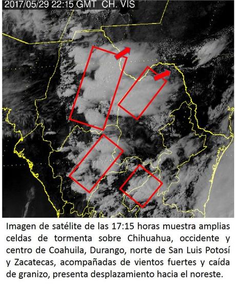 Potencial de agua y granizo para esta tarde en San Luis Potosí