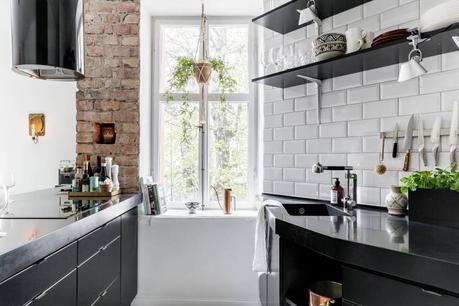 diseño escandinavo cocinas pequeñas cocinas nórdicas cocinas negras cocinas abiertas Campana extractora redonda blog decoración nórdica 