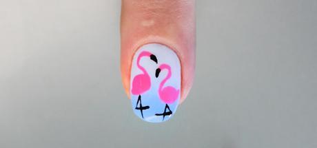 uñas decoradas con flamencos rosas paso a paso