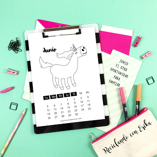 Calendario de Junio con Cactus , gratis