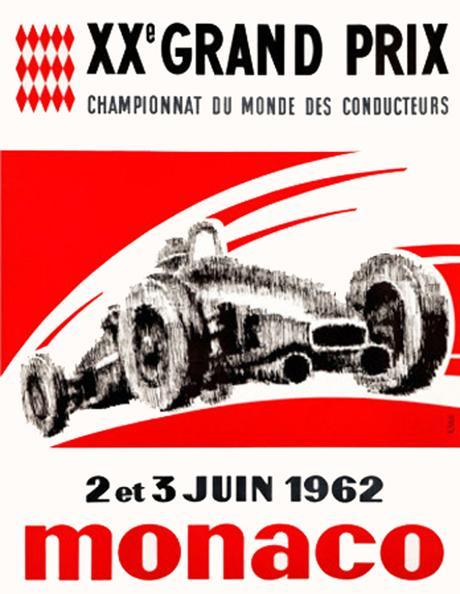 diseño gráfico estilo retro, poster de carreras circuito de Mónaco