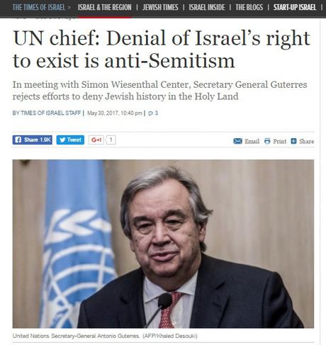 Hasta el presidente de la ONU lo reconoce: el anti sionismo es antisemitismo.